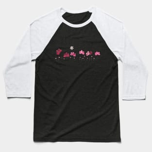 Pink Flowers Baseball T-Shirt